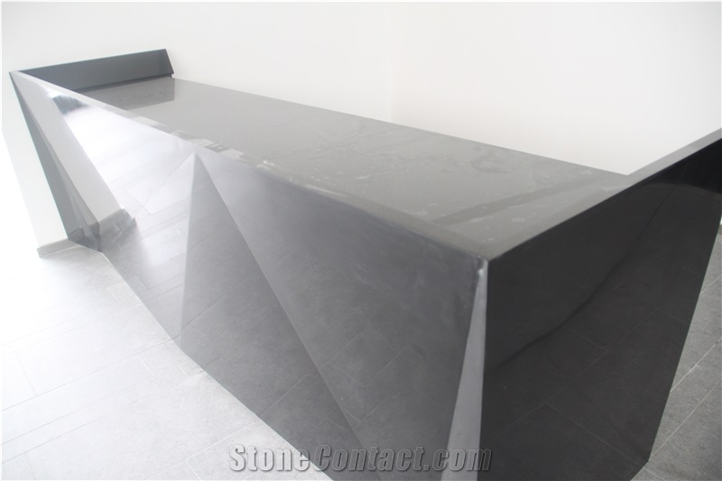 Artificial Stone Modern Black Reception Counter for Sale