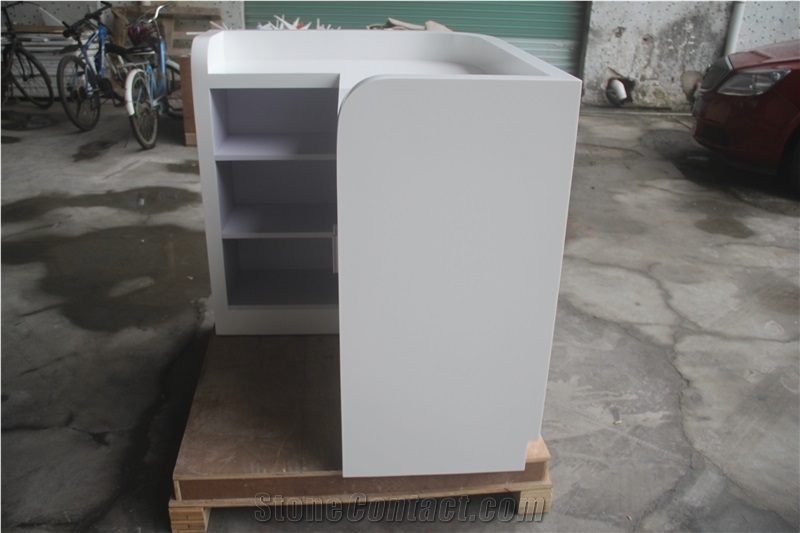 Artificial Stone Sgs Certification White Glossy Surface Mini Bar Counter