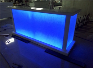 Coiran Highly Glossy Surface Blue Light I Shaped Coffee Bar Counter