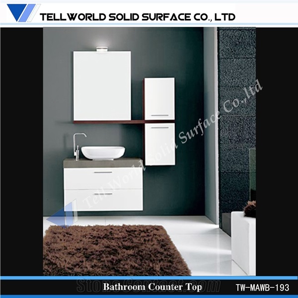 Commercial Artificial Stone Bathroom Vanity Tops Acrylic Solid Surface Wash Basin Counter Top