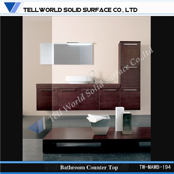 Commercial Artificial Stone Bathroom Vanity Tops Acrylic Solid Surface Wash Basin Counter Top