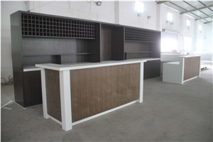 Contemporary Design Acrylic Solid Surface Counter Top with Brown Cabinet