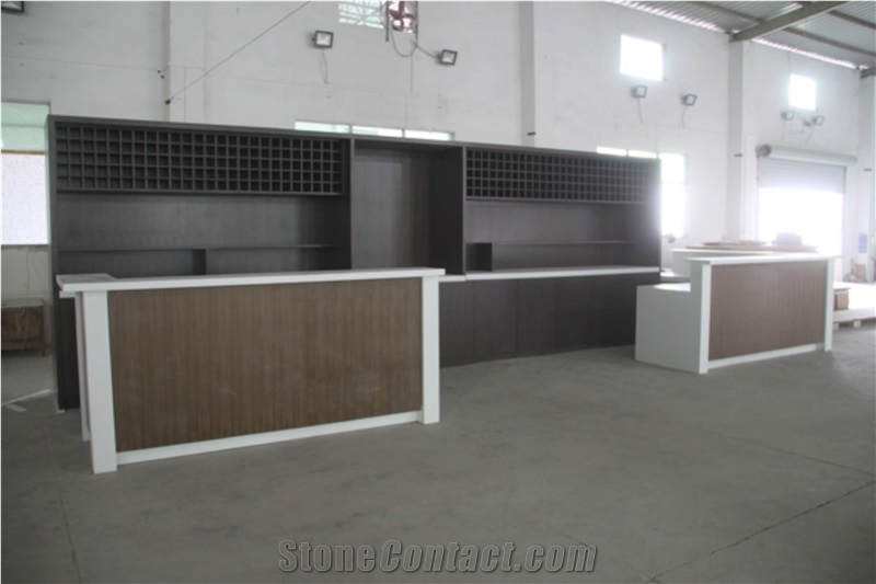 Contemporary Design Acrylic Solid Surface Counter Top with Brown Cabinet