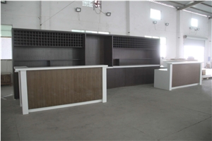 Contemporary Design Acrylic Solid Surface Counter Top with Brown Cabinet