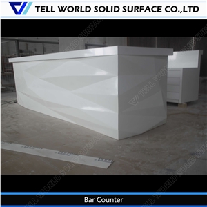 Corian Service White Diomand Shaped Night Club Led Bar Counter