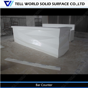 Corian Service White Diomand Shaped Night Club Led Bar Counter
