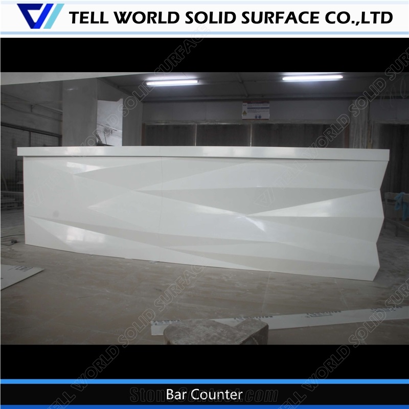 Corian Service White Diomand Shaped Night Club Led Bar Counter