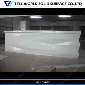 Corian Service White Diomand Shaped Night Club Led Bar Counter
