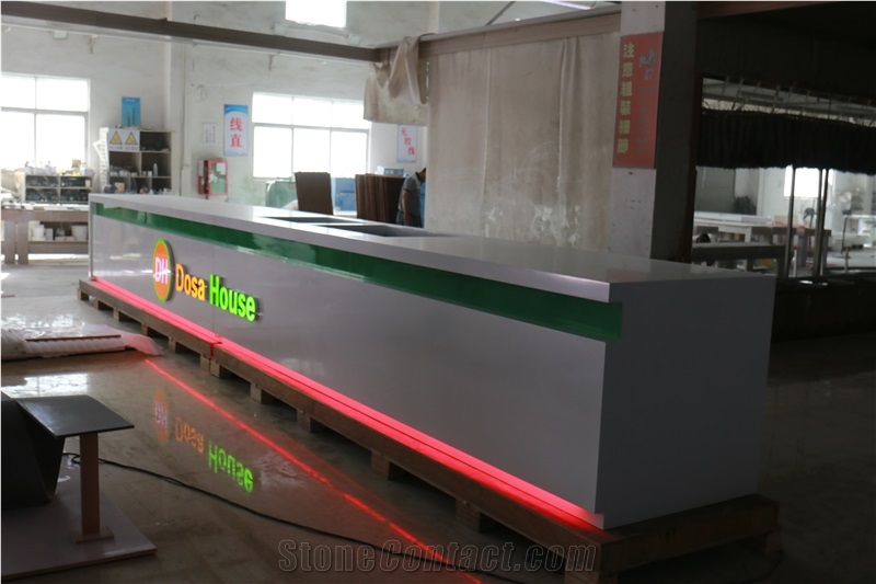 Customized Design Artificial Stonce Counter Top Lighting up Logo Bar Furniture