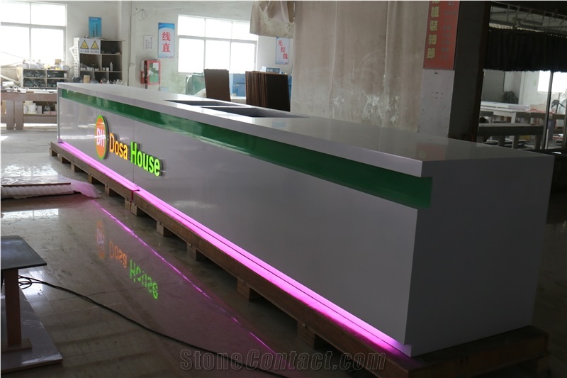 Customized Design Artificial Stonce Counter Top Lighting up Logo Bar Furniture