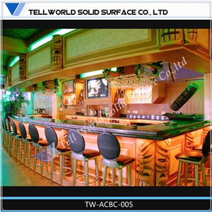 European Style Acrylic Solid Surface Rectangle Custom Size Wine Club Bar Top