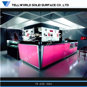 Fashion L Shape Wine Artificial Stone Bar Counter for Sale
