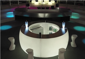 Led Round Bar Counters Design Romantic Drinking Artificial Stone Bar Counter