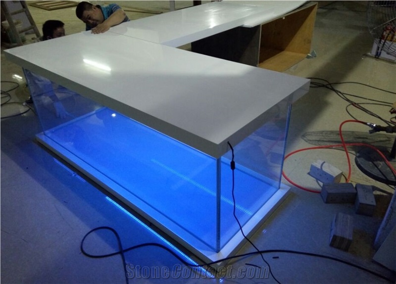 Long-Term Using Guarantee Acrylic Solid Surface Illuminated Aquarium Home Bar Counter