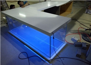 Long-Term Using Guarantee Acrylic Solid Surface Illuminated Aquarium Home Bar Counter