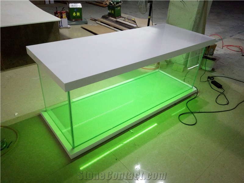 Long-Term Using Guarantee Acrylic Solid Surface Illuminated Aquarium Home Bar Counter