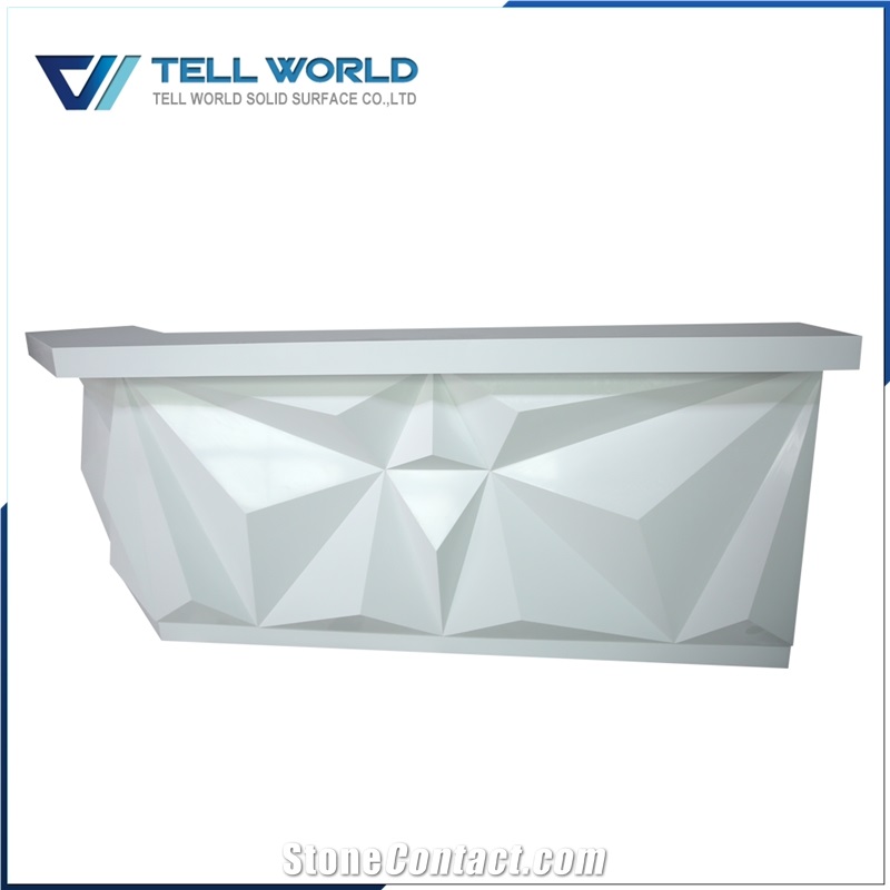 Luxury Engineered Stone White L Shaped Led Lighting Bar Counter Solid Surface Commercial Bar Top