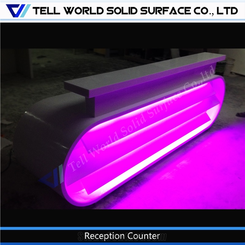 Manmade Acrylic Stone Led Reception Counter Hot Sale Style