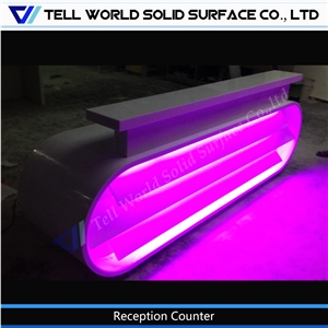 Manmade Acrylic Stone Led Reception Counter Hot Sale Style