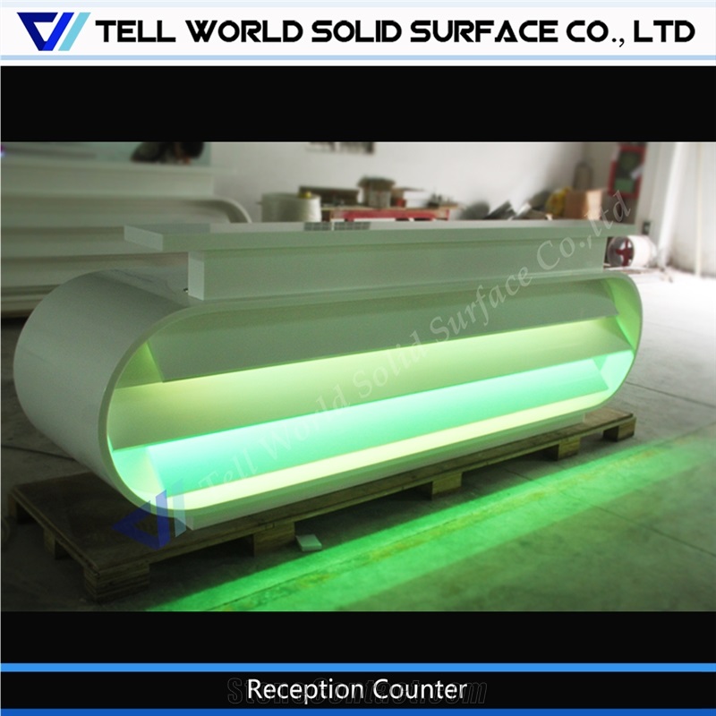 Manmade Acrylic Stone Led Reception Counter Hot Sale Style