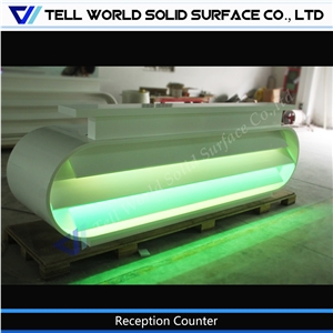 Manmade Acrylic Stone Led Reception Counter Hot Sale Style