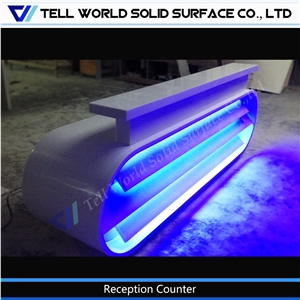 Manmade Acrylic Stone Led Reception Counter Hot Sale Style
