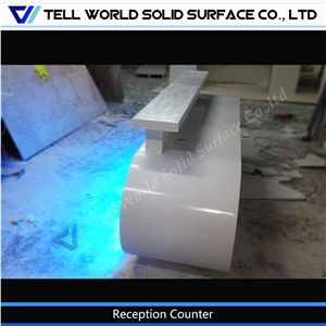 Manmade Acrylic Stone Led Reception Counter Hot Sale Style