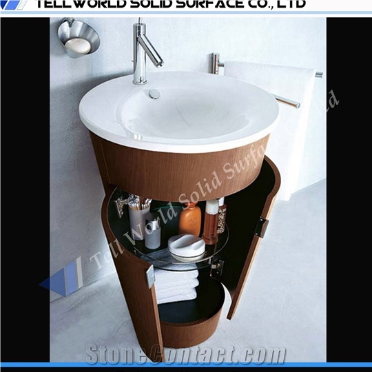 Modern Acrylic Solid Surface Bathroom Vanity Bathroom Sinks Handmade Wash Basin