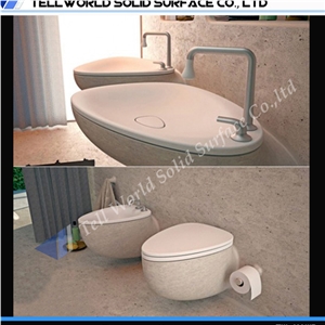 Modern Acrylic Solid Surface Bathroom Vanity Bathroom Sinks Handmade Wash Basin