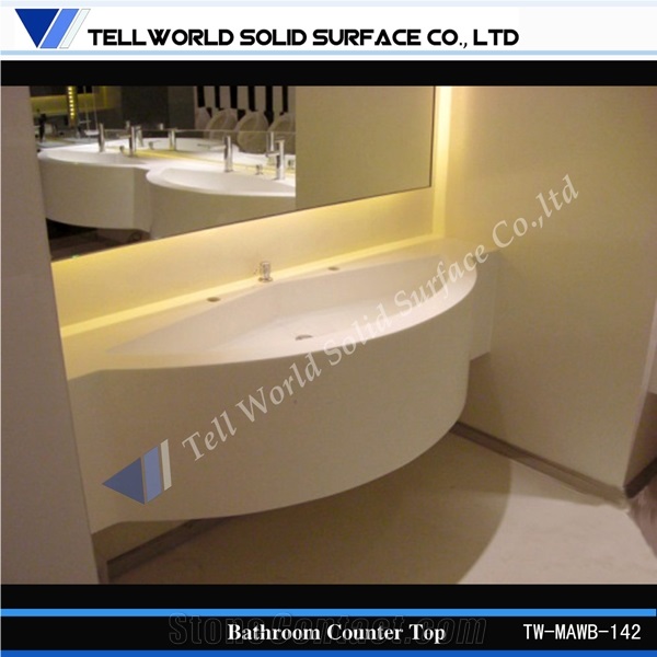 Modern Design Acrylic Solid Surface Integral Bathroom Sink Artificial Stone Wash Basin