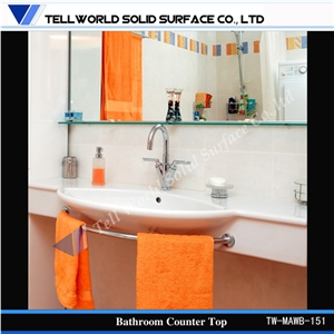 Modern Design Acrylic Solid Surface Integral Bathroom Sink Artificial Stone Wash Basin