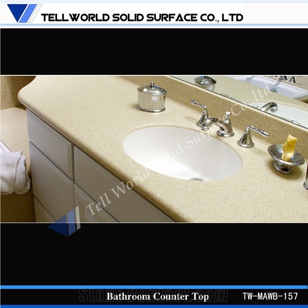Modern Design Acrylic Solid Surface Integral Bathroom Sink Artificial Stone Wash Basin