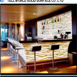 Multiple Seats Design High Gloss Led Light Bar Acrylic Solid Surface Bar Counter