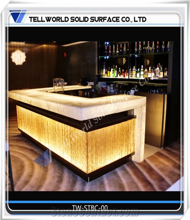Nonopaque Artificial Stone Solid Surface Customzied Information Counter