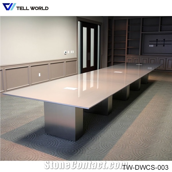 Pure Acrylic/Modified Acrylic White Rectangle Conference Table for 10 Person