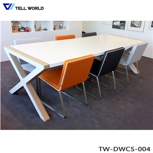 Pure Acrylic/Modified Acrylic White Rectangle Conference Table for 10 Person