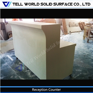 Pure White Acrylic Stone Reception Counter Office Desk
