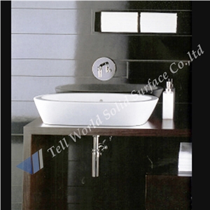 Rectangular Artificial Stone Wash Basin Acrylic Solid Surface Vanity Bathroom