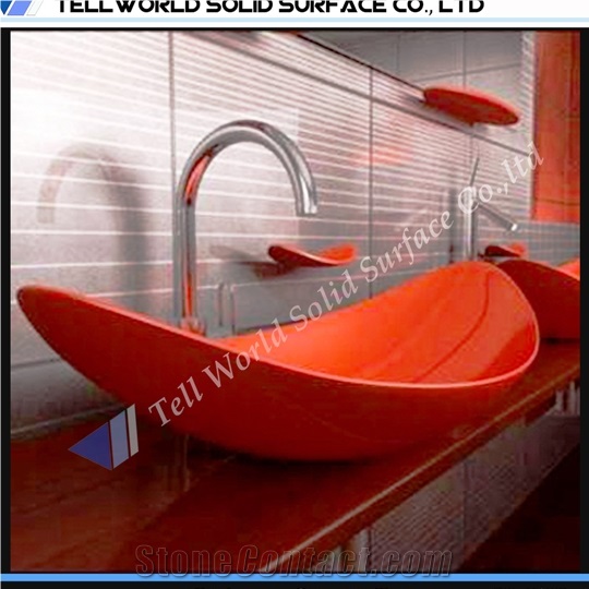 Rectangular Artificial Stone Wash Basin Acrylic Solid Surface Vanity Bathroom