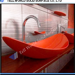 Rectangular Artificial Stone Wash Basin Acrylic Solid Surface Vanity Bathroom