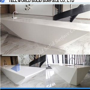 Round Design Artificial Stone Basin Bathroom Sink for Hotel