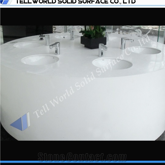 Round Design Artificial Stone Basin Bathroom Sink for Hotel