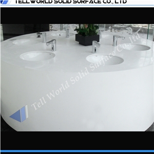 Round Design Artificial Stone Basin Bathroom Sink for Hotel