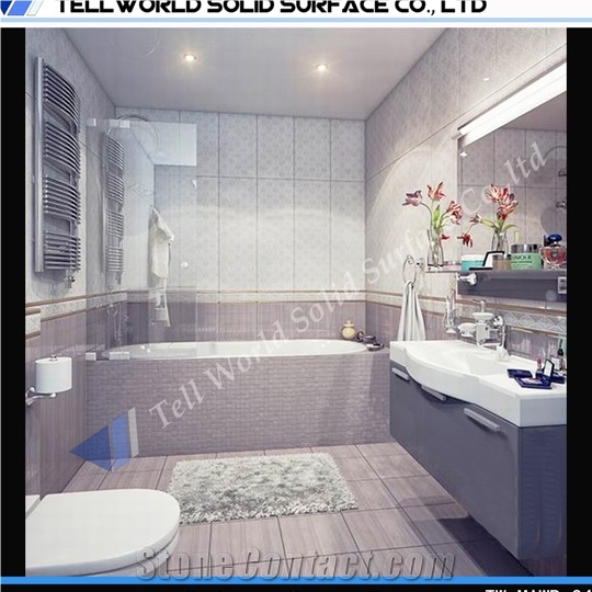 Round Design Artificial Stone Basin Bathroom Sink for Hotel