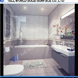 Round Design Artificial Stone Basin Bathroom Sink for Hotel