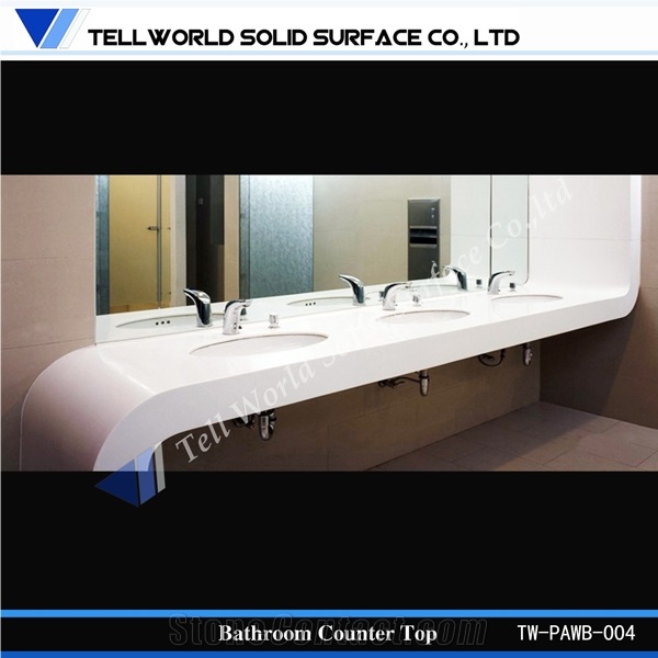 Round Design Artificial Stone Basin Bathroom Sink for Hotel
