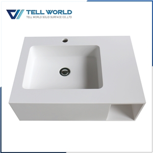 Top Quality Artificial Stone White Wash Basin Acrylic Solid Surface Bathroom Sinks for Hotel