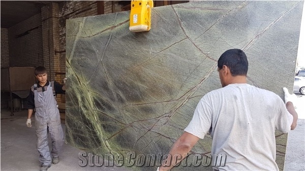 Rainforest Green Marble Slabs & Tiles, India Green Marble