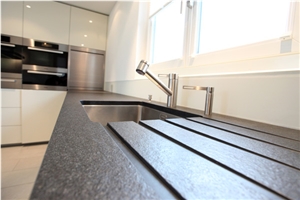 Leathered Black Granite Kitchen Countertop