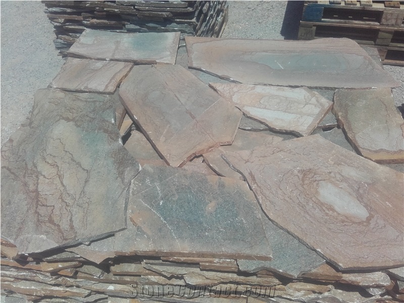 Karystos Green-Brown Slate Flagstone Tiles
